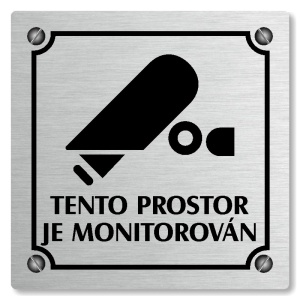 Tento prostor je monitorován, 100x100mm, stříbrná, Kansas